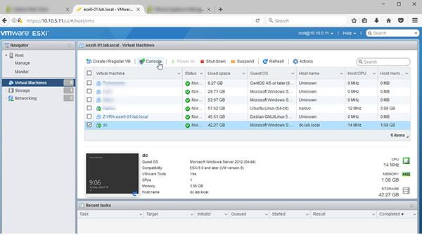 使用VMware主機客戶端管理單臺ESXi主機