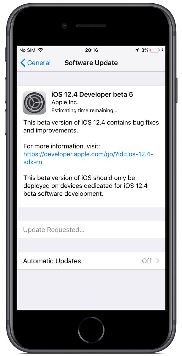 蘋果iOS 12.4開發(fā)者預(yù)覽版/公測(cè)版Beta 5推送