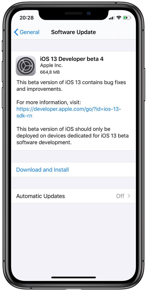蘋果iOS 13/iPadOS 13開發者預覽版Beta 4系統固件開始推送