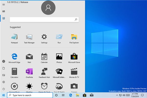 微軟誤推送Windows 10內(nèi)部版本18947：全新開始菜單