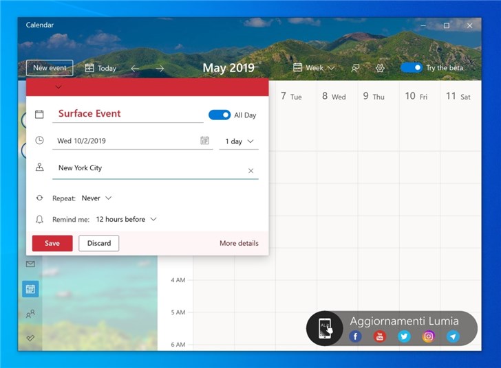 微軟Windows 10原生日歷新設計曝光：華麗麗