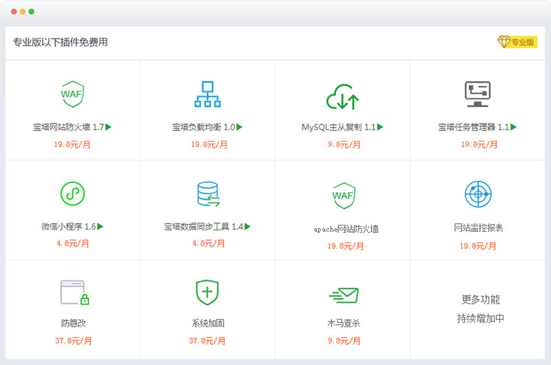 寶塔BT面板專業版（付費）和免費版有什么區別？