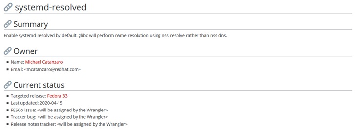 Linux Fedora 33 計劃默認啟用 systemd-resolved 域名解析