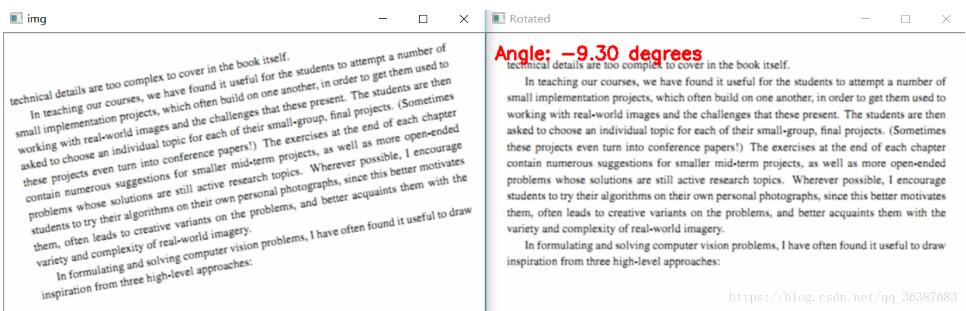 Python+OpenCV實現旋轉文本校正方式