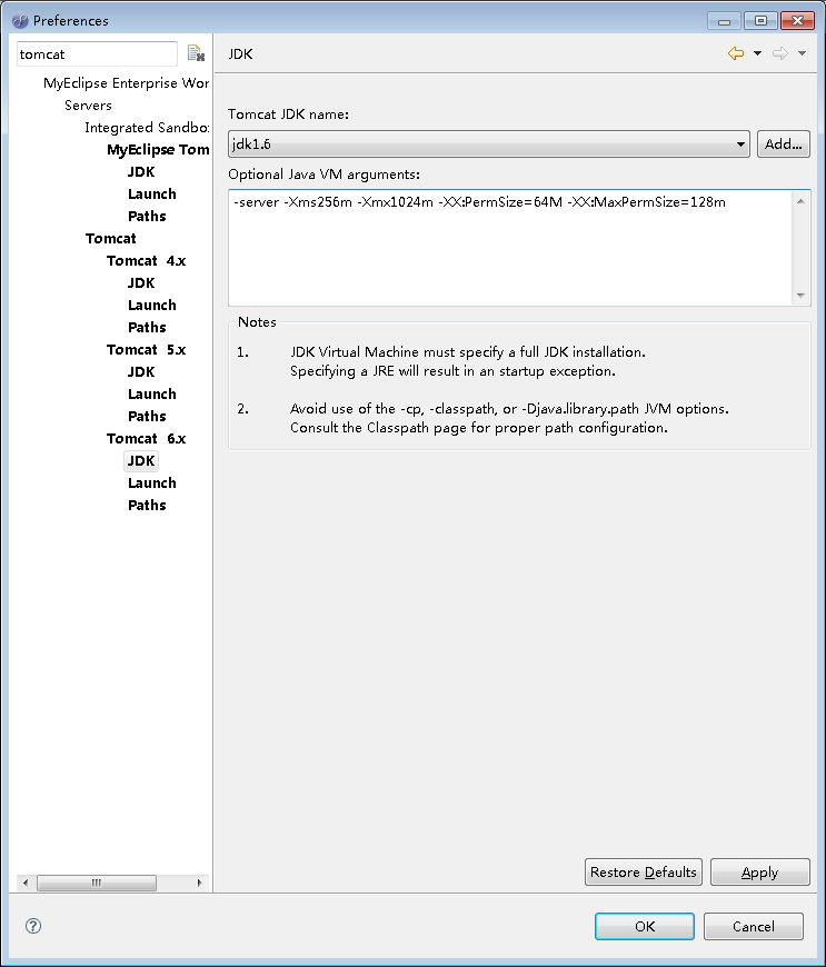 Javaweb開發環境Myeclipse6.5 JDK1.6 Tomcat6.0 SVN1.8配置教程