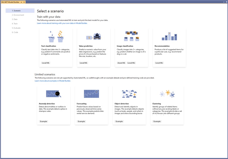微軟 Visual Studio 已整合 ML.NET 模型構(gòu)建器