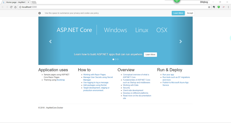 ASP.NET Core 2.1 使用Docker運行的方法步驟