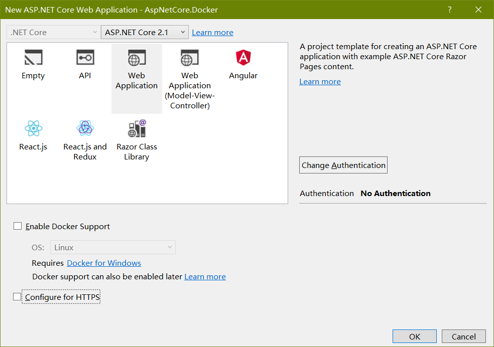 ASP.NET Core 2.1 使用Docker運行的方法步驟