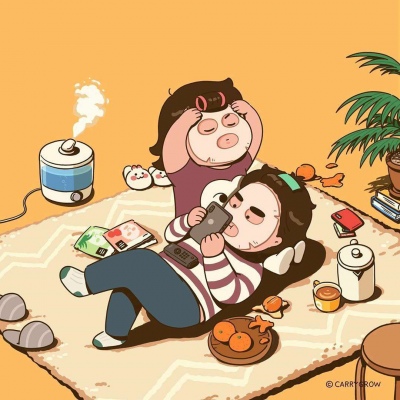 手繪卡通情侶頭像大全 甜蜜情侶日常插畫頭像