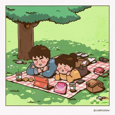 手繪卡通情侶頭像大全 甜蜜情侶日常插畫頭像
