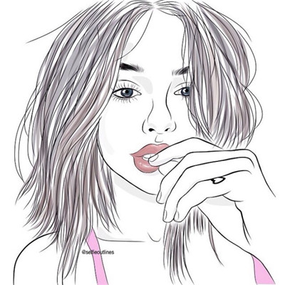 素描簡單黑白線條女生頭像2020 熬夜的癮和遙遠(yuǎn)的你