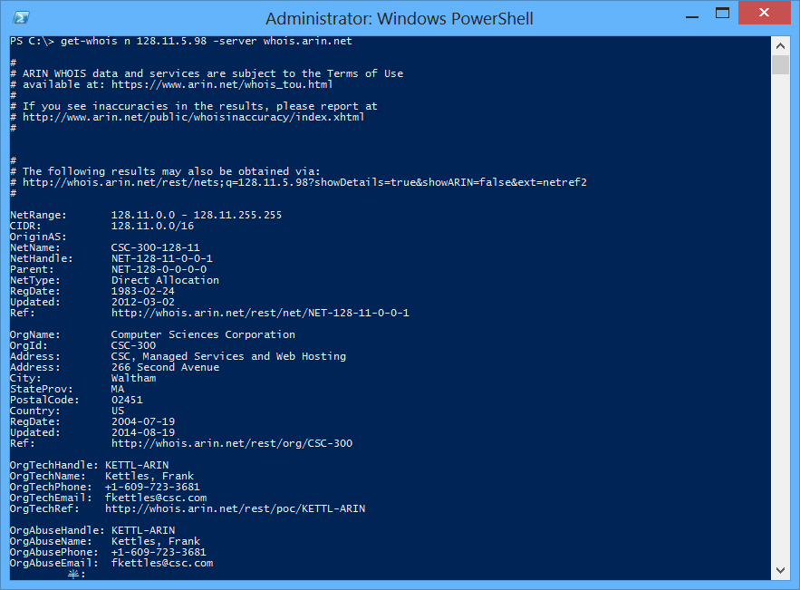 PowerShell小技巧之獲取域名whois信息