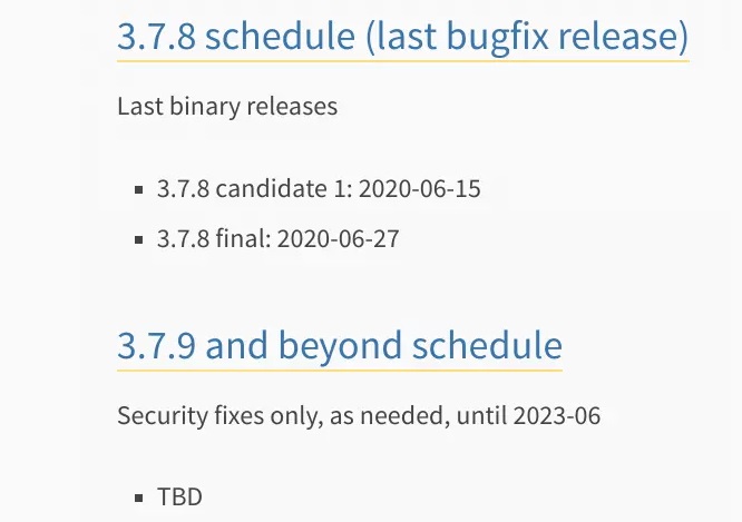 Python 3.7.8 與 3.6.11 正式發布