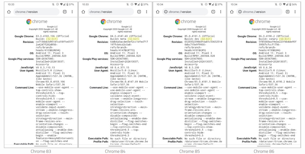 谷歌終于在 Android 10 上將 Chrome 切換至 64 位