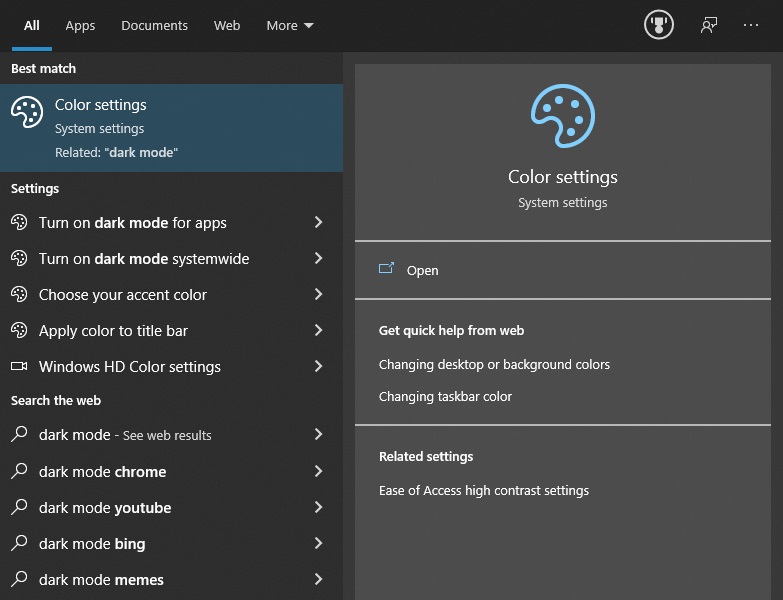 微軟 Win10 Dev 預覽版 20215 發布：搜索支持暗黑模式