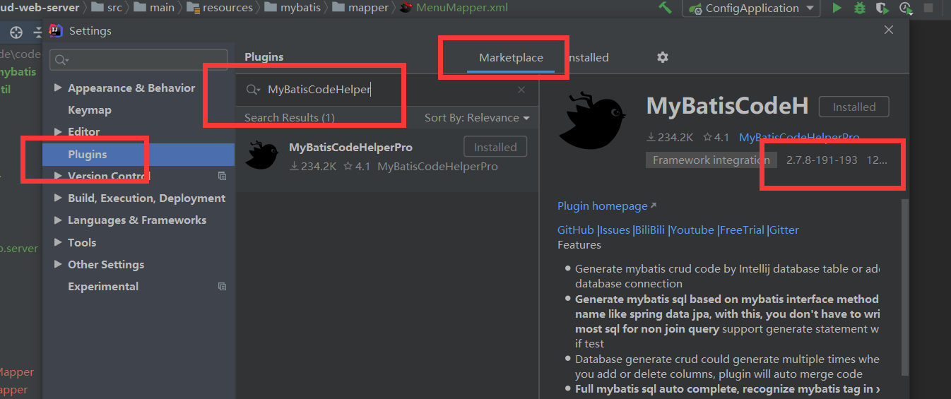 idea 安裝 Mybatis 開發幫助插件 MyBatisCodeHelper-Pro 插件破解版的方法
