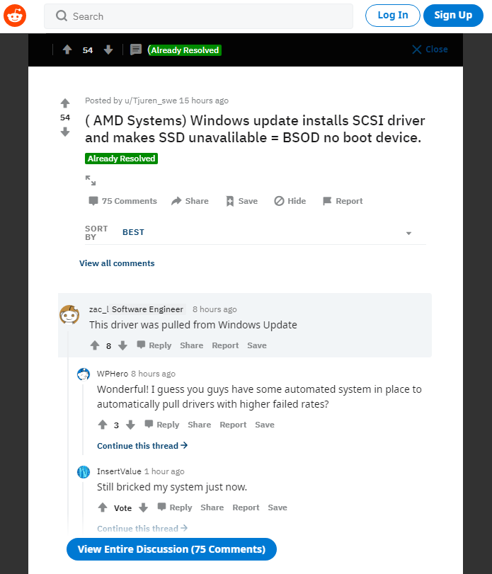 AMD SCSIAdapter驅動更新導致Windows 10 PC崩潰