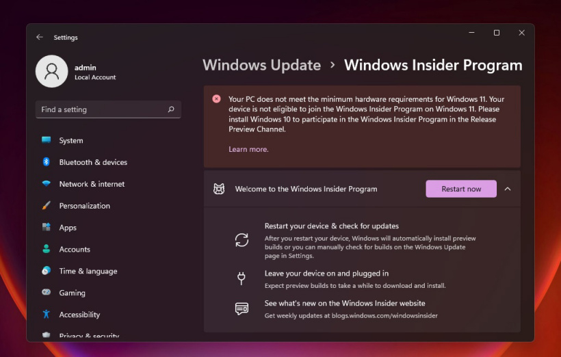 微軟:不受支持的 Windows 11 PC 電腦繼續獲得累積更新補丁,但不會再推送 Dev 大版本更新 微軟:不受支持的 Windows 11 PC 電腦繼續獲得累積更新補丁,但不會再推送 Dev 大版本更新