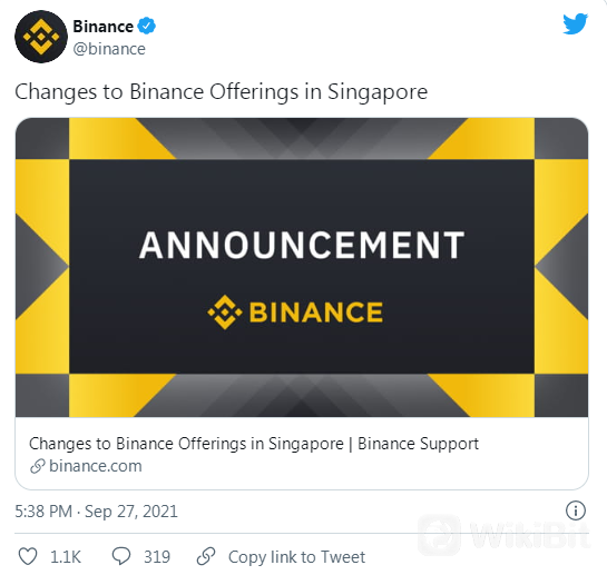 幣安禁止新加坡用戶存款或現貨交易 幣安禁止新加坡用戶存款或現貨交易