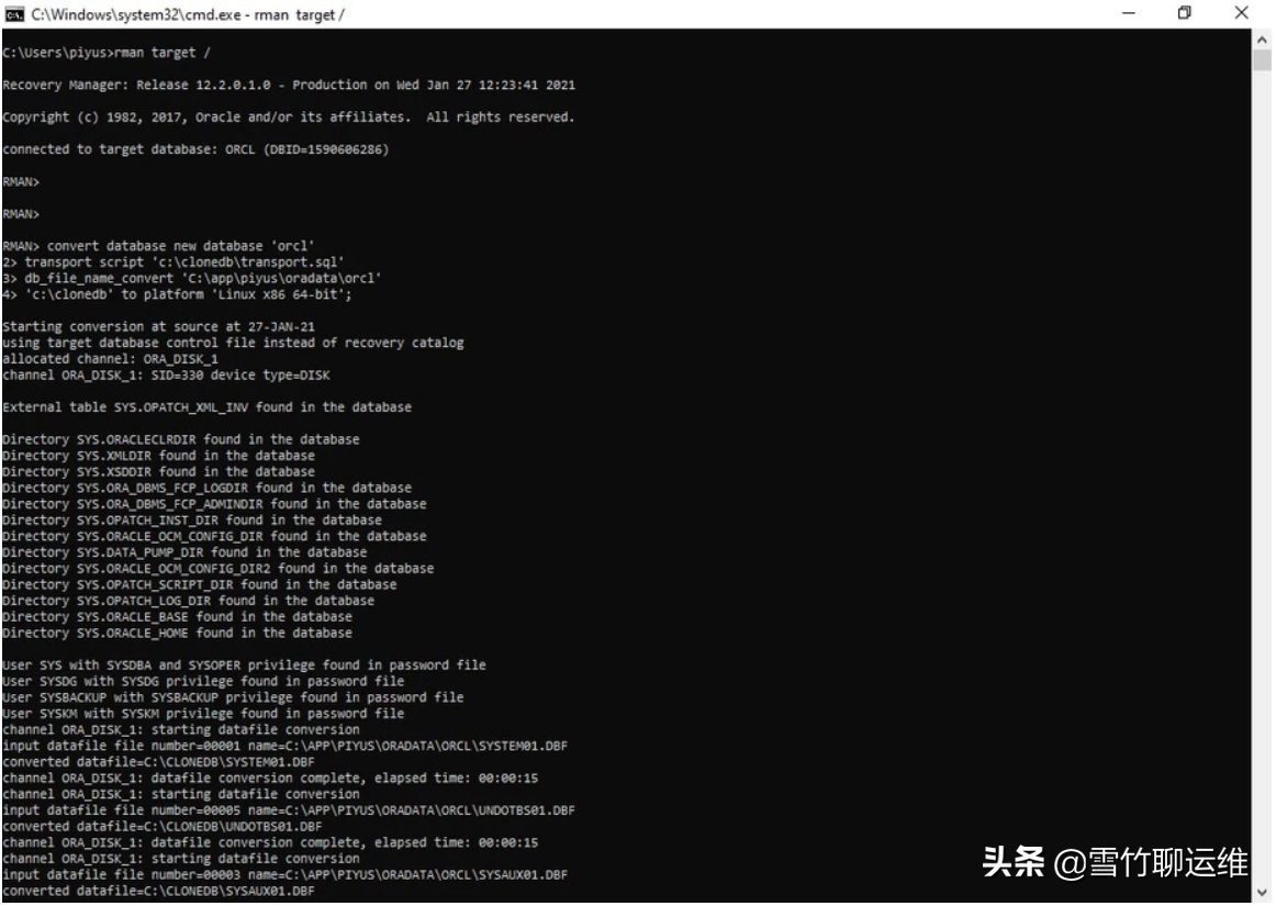 使用Convert Database 命令進行 RMAN 跨平臺遷移(同版本) 使用Convert Database 命令進行 RMAN 跨平臺遷移(同版本)