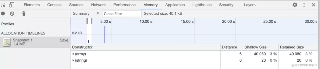 通過 Chrome Devtools 的 Memory 工具證明 string 的內存分配方式