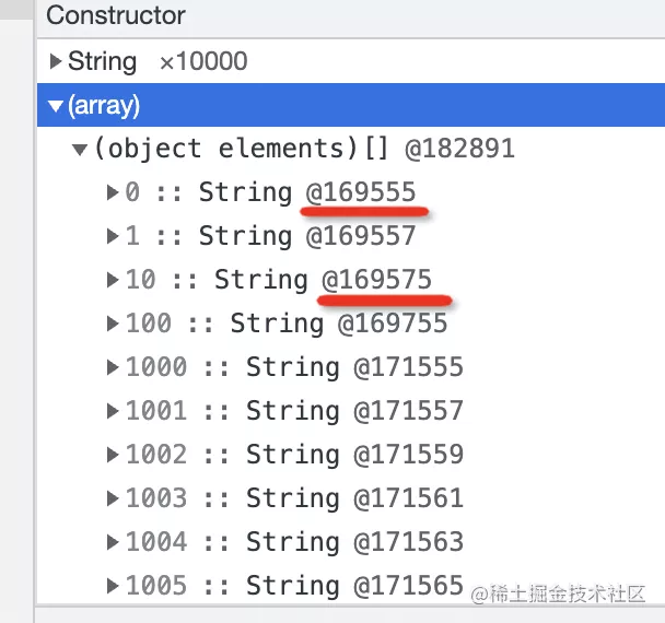 通過 Chrome Devtools 的 Memory 工具證明 string 的內存分配方式
