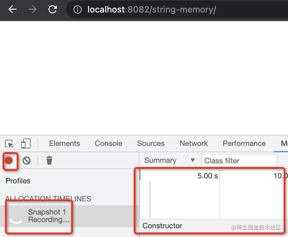 通過 Chrome Devtools 的 Memory 工具證明 string 的內存分配方式