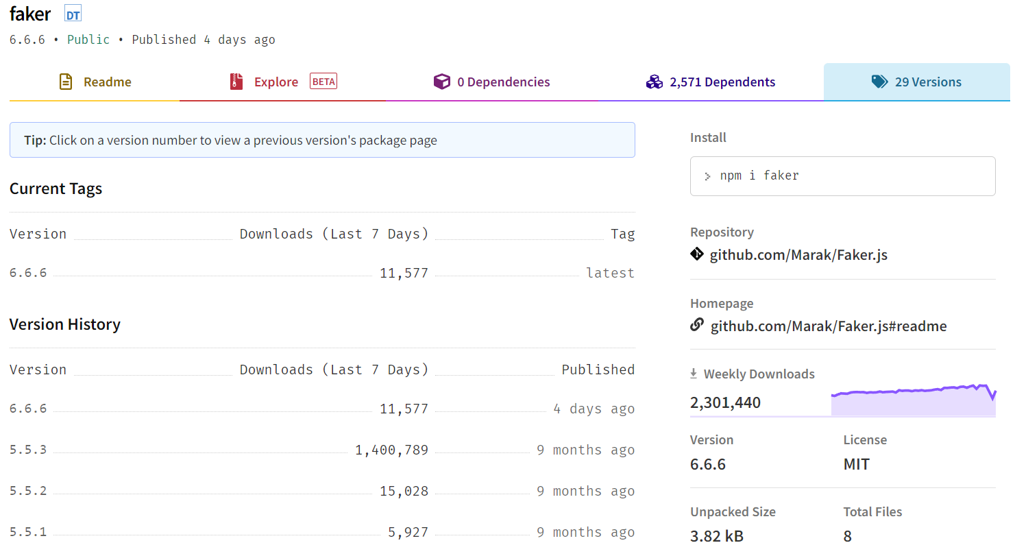 Faker.js 作者清空項目倉庫代碼