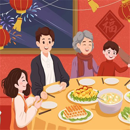 2022年夜飯圖片家庭版卡通 其樂融融很和諧的年夜飯素材合集