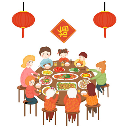 2022年夜飯圖片家庭版卡通 其樂融融很和諧的年夜飯素材合集