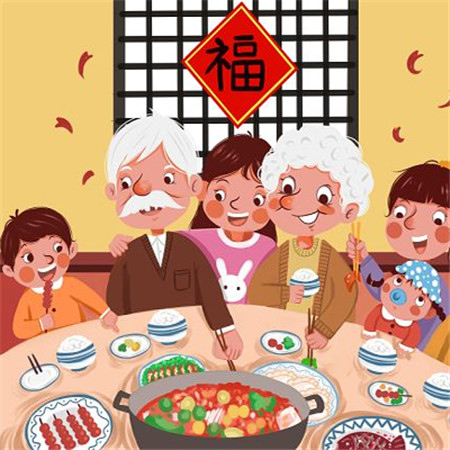 2022年夜飯圖片家庭版卡通 其樂融融很和諧的年夜飯素材合集