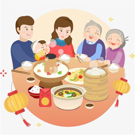 2022年夜飯圖片家庭版卡通 其樂融融很和諧的年夜飯素材合集