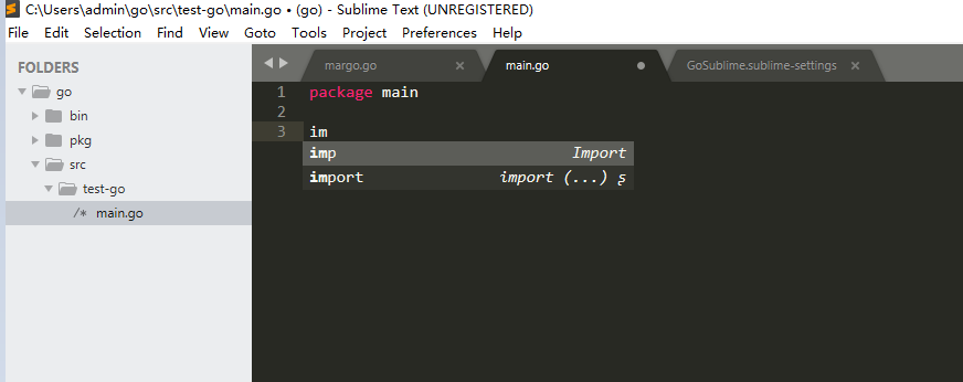go語言開發環境配置(sublime text3+gosublime)