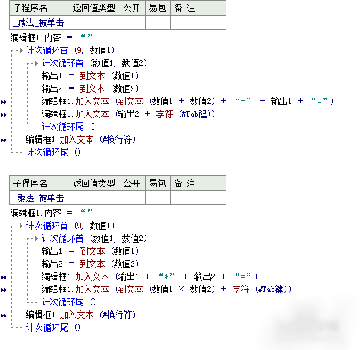 易語言九九乘除加減表制作方法