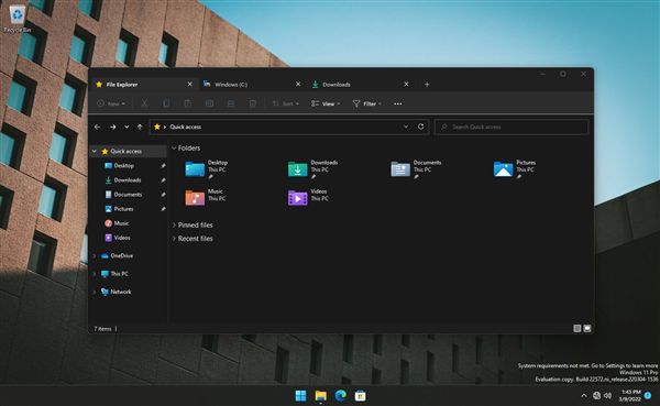 微軟新版Win11 dev 22572發布：資源管理器終于支持多標簽頁了！