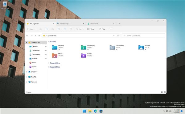 微軟新版Win11 dev 22572發布：資源管理器終于支持多標簽頁了！