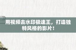用視頻去水印極速王，打造獨特風格的影片！