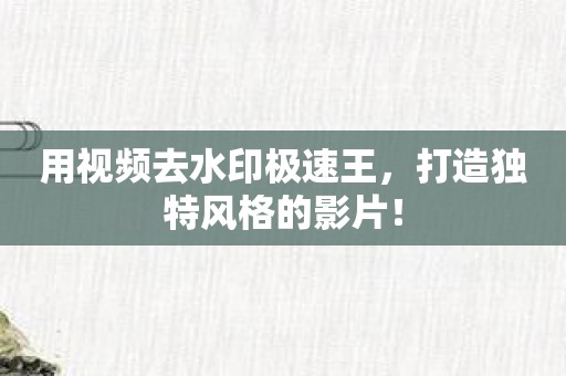 用視頻去水印極速王，打造獨特風格的影片！