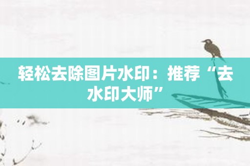 輕松去除圖片水?。和扑]“去水印大師”