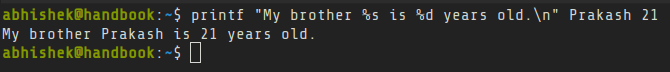 bash 中的格式化輸出命令：printf